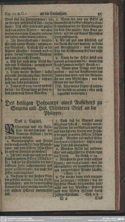 Des heiligen Polycarpi eines Aufsehers zu Smyrna und Heil. Märtyrers Brief an die Philipper