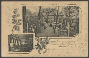 Ansichtskarte "Gruss aus Bohne's Restaurant", Hasenheide 45