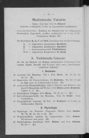 A. Vorklinische Semester