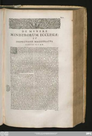 [I.] De Munere Ministrorum Ecclesiae: Et Inspectione Magistratus Circa Illud.