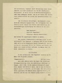 Urteil des Landgerichts II, Berlin, in der Strafsache gegen den Redakteur Joseph Bornstein wegen übler Nachrede in Tateinheit mit Beleidigung des Kriegsgerichtsrates Jorns vor dem Gericht der Garde-Kavallerie-Schützen-Division