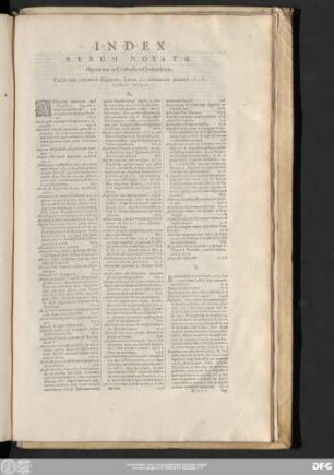Index Rerum Notatu dignarum in Catholico Orthodoxo.