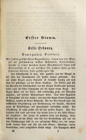 Das Thierreich in seinen Hauptformen systematisch beschrieben, 2,1. Naturgeschichte der Vögel