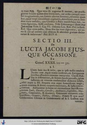 Sectio III. De Lucta Jacobi Ejusque Occasione.