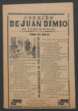 Corrido de Juan Dimio del Estado de Morelos : tono de bola
