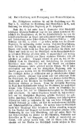 Unterhaltung und Benutzung von Gewerksschulen : [IV. Elementarschulwesen]