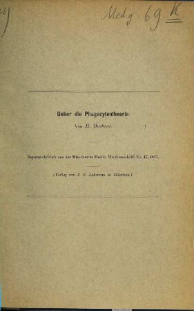 Kleine medizinische Abhandlungen : Separatabdrucke aus der Münchener medizinischen Wochenschrift. 23