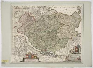 Karte von Holstein und angrenzenden Herzogtümern, 1:310 000, Kupferstich, nach 1705