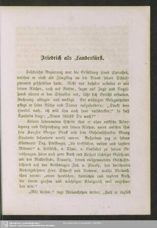 Friedrich als Landesfürst