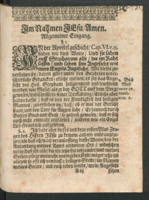 Im Nahmen Jesu/ Amen. Allgemeiner Eingang.