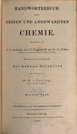 Handwörterbuch der reinen und angewandten Chemie, 9