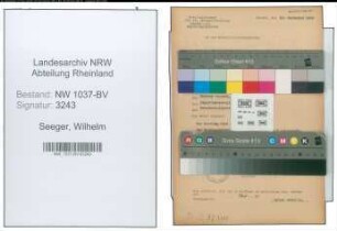 Entnazifizierung Wilhelm Seeger , geb. 25.04.1900 (Tischler)