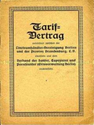 Tarifvertrag für Linoleumhändler u.ä. Berufsgruppen