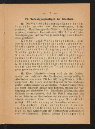 13-19, IV. Verteidigungsanlagen der Infanterie
