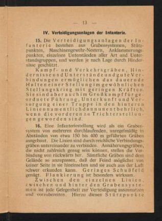 13-19, IV. Verteidigungsanlagen der Infanterie
