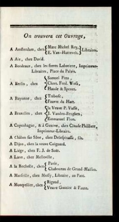 On trouvera cet Ouvrage, ...