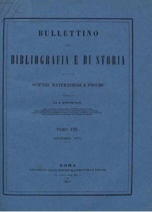 Tomo VIII. Settembre 1875.