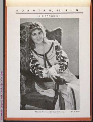 Porträt von Maria Müller, Sängerin