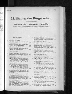 22. Sitzung der Bürgerschaft