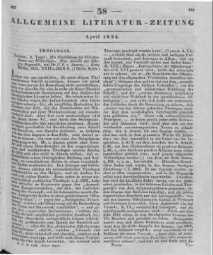 Ammon, C. F. v.: Die Fortbildung des Christenthums zur Weltreligion. Eine Ansicht der höheren Dogmatik. 1. Hälfte. Leipzig: Vogel 1833