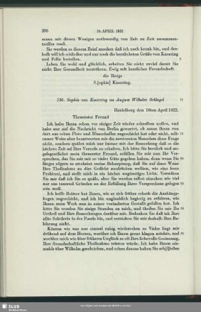 Sophie Bernhardi an August Wilhelm von Schlegel, Heidelberg, 10.04.1822