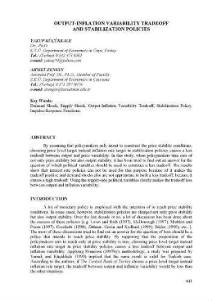 Output-Inflation Variability Tradeoff and Stabilization Policies