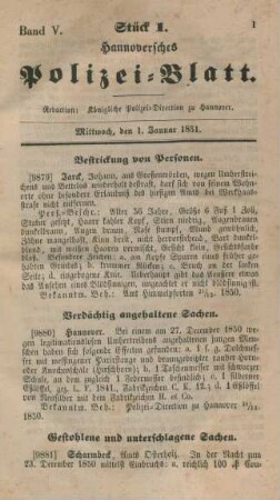 1. Januar-31. December = Stück 1-118 [incl. Vagabonden-Verzeichniß]
