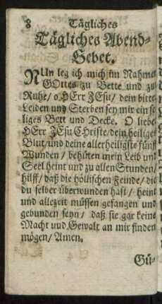 Tägliches Abend-Gebet.