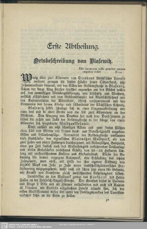 Erste Abtheilung. Ortsbeschreibung von Blasewitz