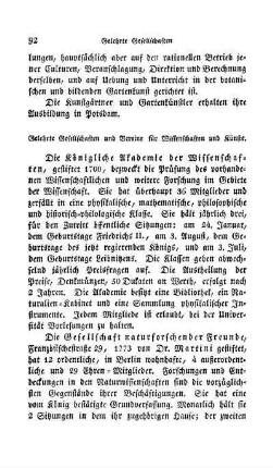 Gelehrte Gesellschaften und Vereine für Wissenschaften und Künste