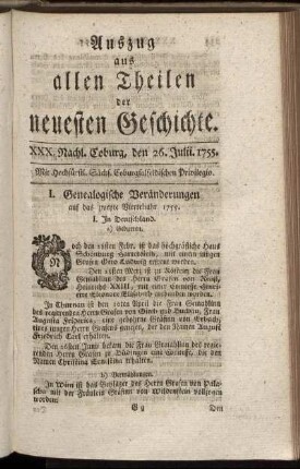 XXX. Nachl. Coburg, den 26. Julii. 1755.