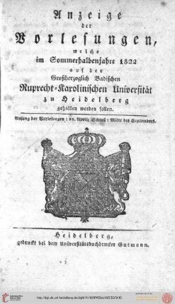 Sommersemester 1822