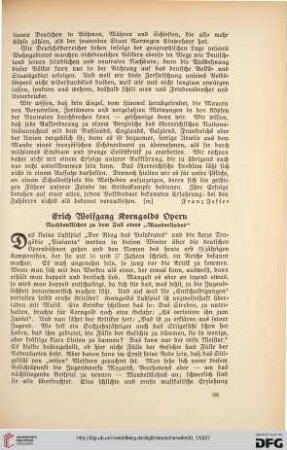 30: Erich Wolfgang Korngolds Opern : Nachenkliches zu dem Fall eines "Wunderkindes"
