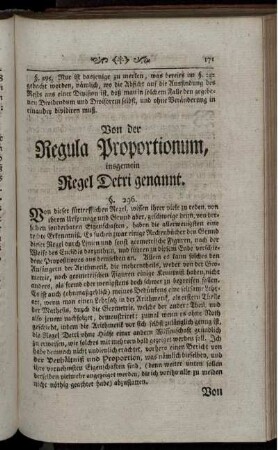 Von der Regula Proportionum, insgemein Regel Detri genannt.