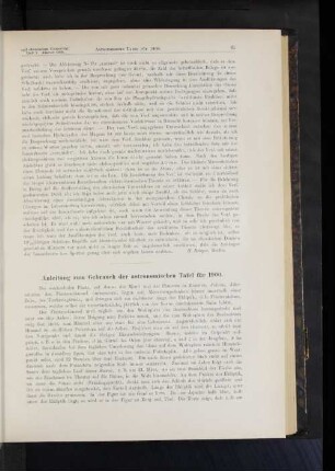 Anleitung zum Gebrauch der astronomischen Tafel für 1900.