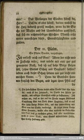 Der 11. Psalm. Ein Psalm Davids, vorzusingen