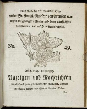 No. 49. Montags, den 6ten December 1779.