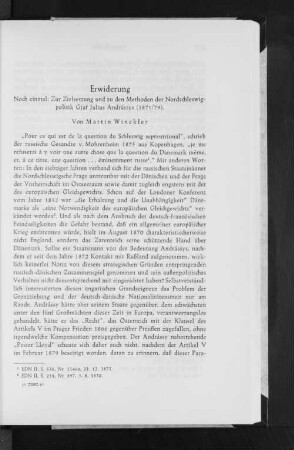 Erwiderung : Noch einmal: Zur Zielsetzung und zu den Methoden der Nordschleswigpolitik Graf Julius Andrássys (1871/79)