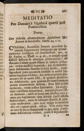 491-499, Meditatio Pro Dominica VIgesima quarta post ...; ...
