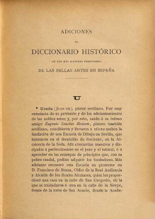 Adiciones al Diccionario histórico de los más ilustres profesores de las Bellas artes en España de D. Juan Agustín Cean Bermúdez, Tomo 4. Siglos XVI, XVII y XVIII: U-Z, Suplemento, tablas