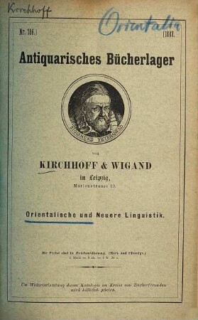 Antiquarisches Bücherlager von Kirchhoff & Wigand in Leipzig. 786. 1887