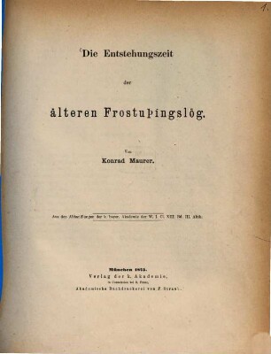 Die Entstehungszeit der älteren Frostuþingslög
