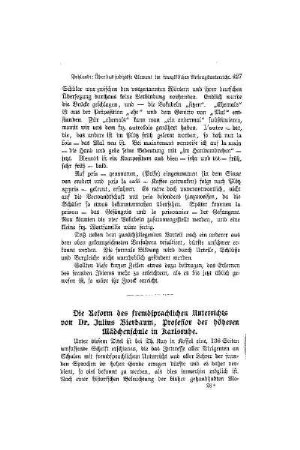 Die Reform des fremdsprachlichen Unterrichts von Dr. Julius Bierbaum, Professor der höheren Mädchenschule in Karlsruhe