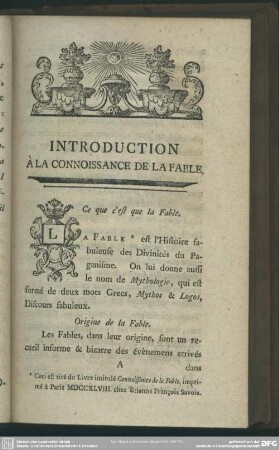 Introduction À La Connoissance De La Fable