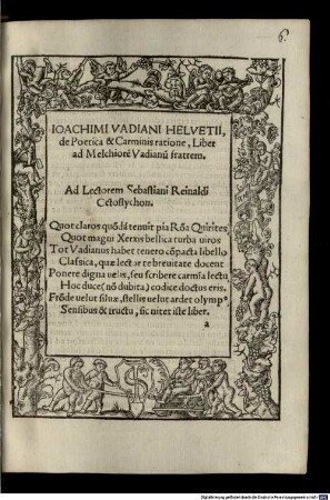 De poetica et Carminis ratione liber ad M. Vad. fratrem