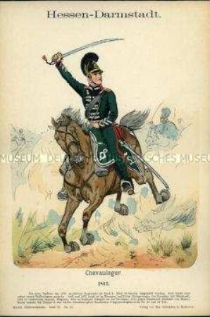 Uniformdarstellung, Gemeiner des Chevauleger-Regiments, Großherzogtum Hessen-Darmstadt, 1812.
