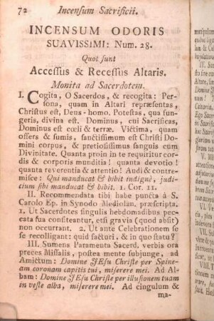 Incensum Sacrificii. Incensum Dominicae ante/post Missam.
