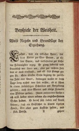 Beyspiele der Weisheit