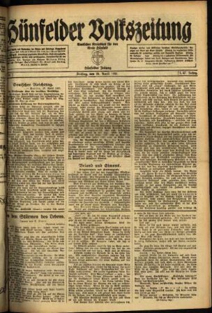 Ausgabe vom Freitag, den 29. April 1921.