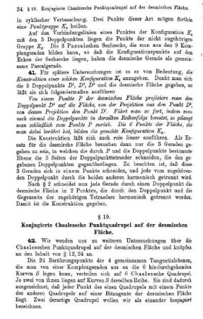 § 19. Konjugierte Chaslessche Punktquadrupel auf der desmischen Fläche